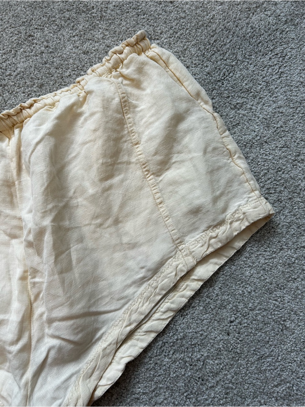 Free People Linen Casual Drawstring Shorts in Cream Size Large EUC - Picture 9 of 11